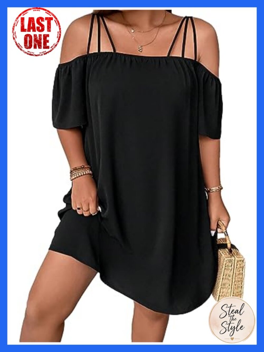 Plus Size Off Shoulder Summer Dress Short Sleeve Loose Tunic Cotton Blend